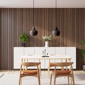 Barcode Diamond Walnut with Black Recosilent in dining room 