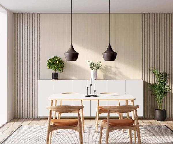 WS Diamond Ash and Ribbon-Wood Diamond Ash with Grey RecoSilent in dining room