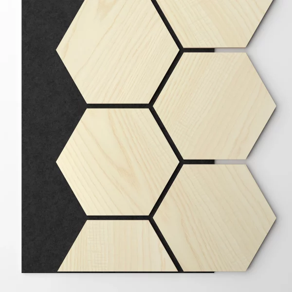 Ribbon-Hexagon Diamond Ash joint panel with black acoustic felt