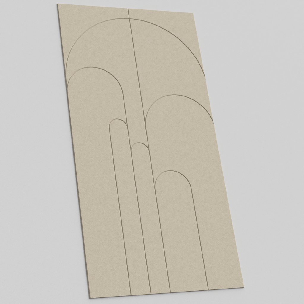 Panneau mural acoustique en feutre RecoSilent Sandstone avec motif Silence Dome